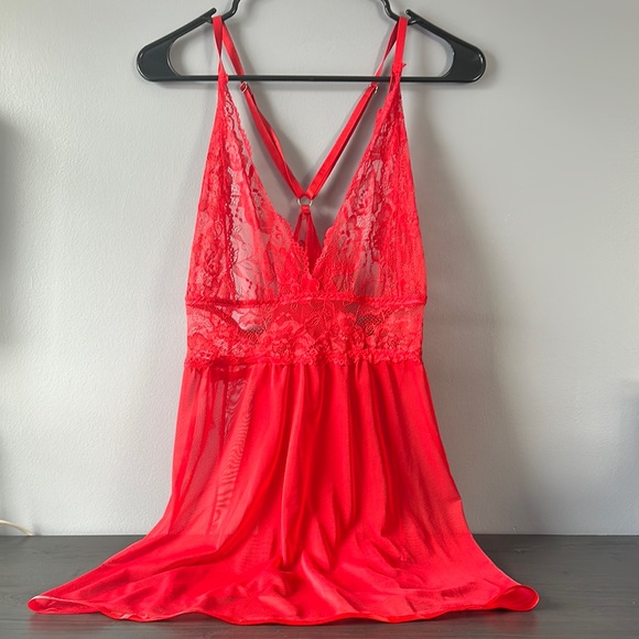 Red Lace Babydoll Lingerie - Picture 1 of 2